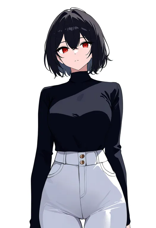 masterpiece, best quality, newest, absurdres, highres, safe, white_pants, 1girl, solo, simple_background — by k3scat, made with ComfyUI