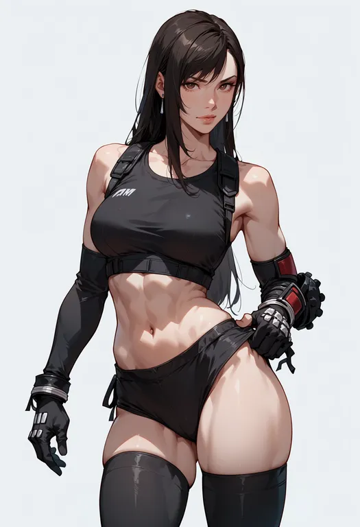 masterpiece, best quality, score_7, safe, final fantasy vii, solo, simple background — by k3scat, made with ComfyUI