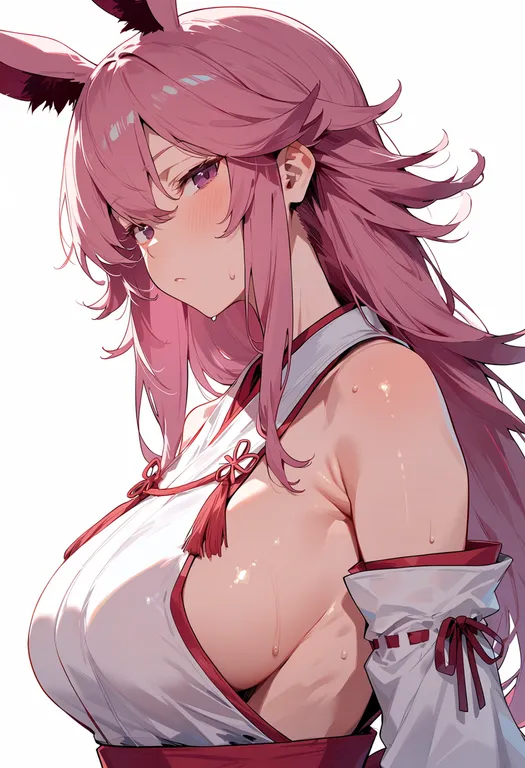 masterpiece, best quality, score_7, safe, yae sakura (gyakushinn miko), solo, upper body, simple background — by k3scat, made with ComfyUI