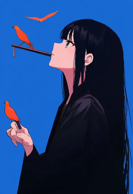masterpiece, best quality, newest, absurdres, highres, safe, bird, 1girl, solo, simple_background — by k3scat, made with ComfyUI