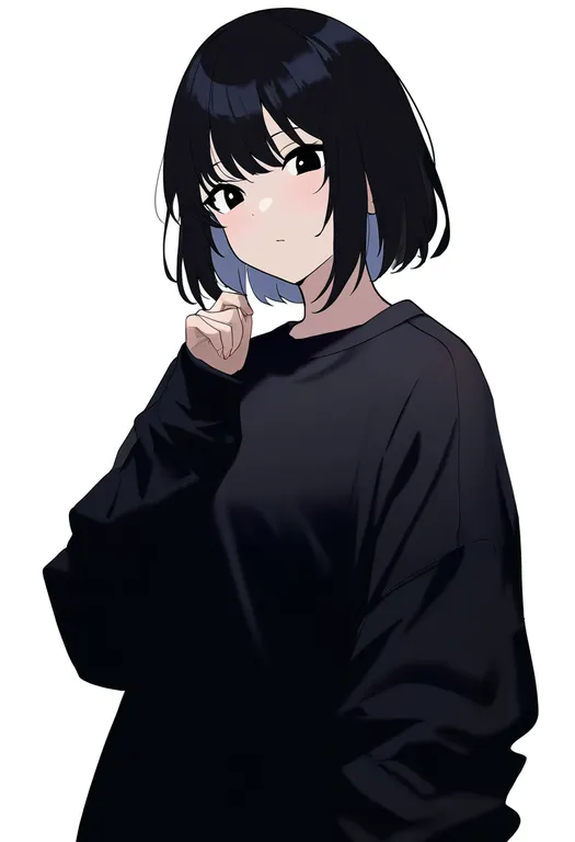 masterpiece, best quality, newest, absurdres, highres, safe, borrowed_clothes, 1girl, solo, simple_background — by k3scat, made with ComfyUI