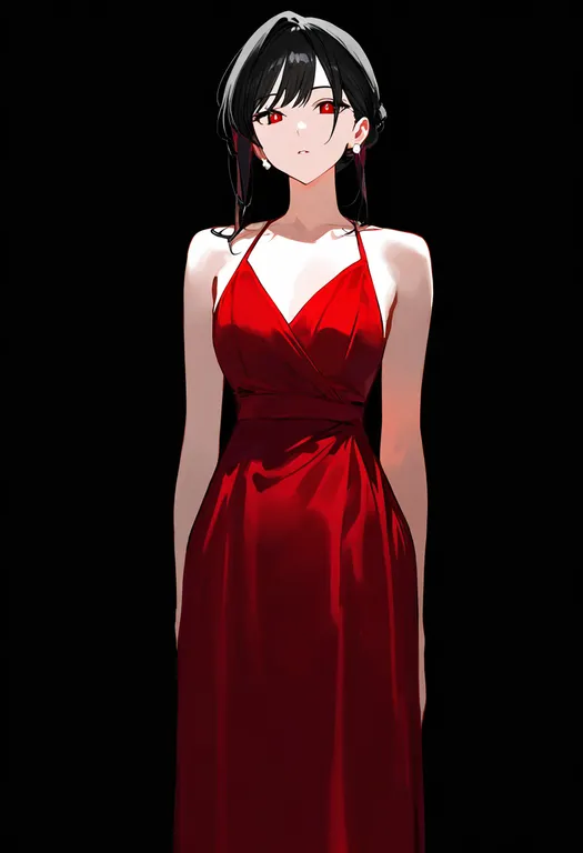 masterpiece, best quality, newest, absurdres, highres, safe, evening_gown, 1girl, solo, simple_background — by k3scat, made with ComfyUI