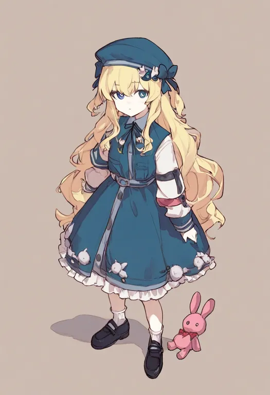 masterpiece, best quality, general, stuffed rabbit, 1girl, solo, simple background — by k3scat, made with ComfyUI