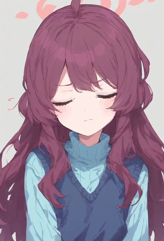 masterpiece, best quality, general, blue sweater vest, 1girl, solo, simple background — by k3scat, made with ComfyUI