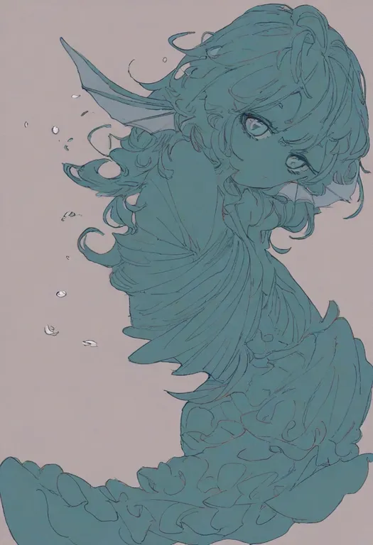 masterpiece, best quality, general, head fins, 1girl, solo, simple background — by k3scat, made with ComfyUI
