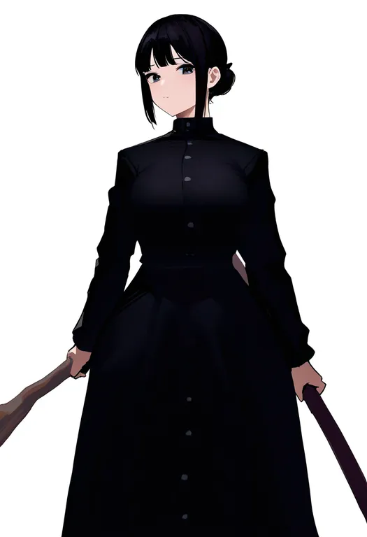 masterpiece, best quality, newest, absurdres, highres, safe, bo_staff, 1girl, solo, simple_background — by k3scat, made with ComfyUI