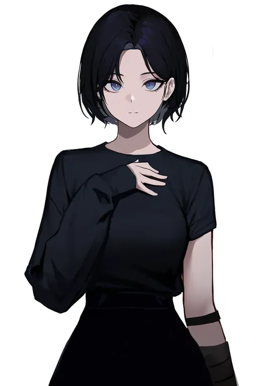 masterpiece, best quality, newest, absurdres, highres, safe, asymmetrical_sleeves, 1girl, solo, simple_background — by k3scat, made with ComfyUI