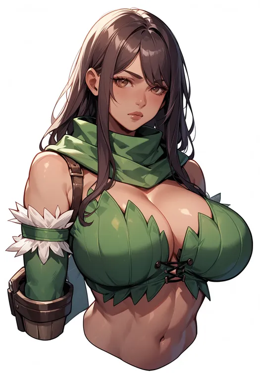 masterpiece, best quality, score_7, safe, ranger (ragnarok online), ragnarok online, solo, upper body, simple background — by k3scat, made with ComfyUI