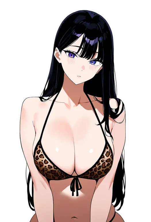 masterpiece, best quality, newest, absurdres, highres, safe, leopard_print_bikini, 1girl, solo, simple_background — by k3scat, made with ComfyUI