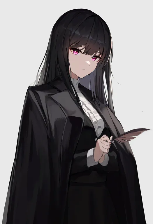 masterpiece, best quality, newest, absurdres, highres, safe, quill, 1girl, solo, simple_background — by k3scat, made with ComfyUI