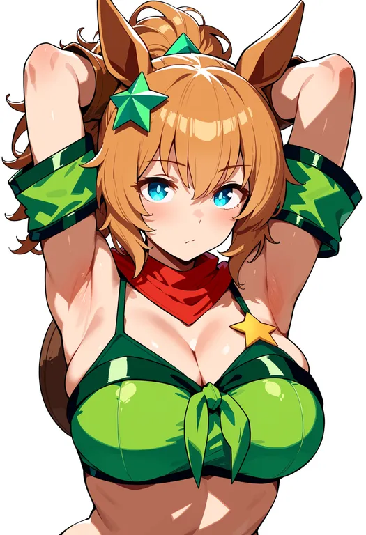 masterpiece, best quality, score_7, safe, taiki shuttle (wild frontier) (umamusume), umamusume, solo, upper body, simple — by k3scat, made with ComfyUI