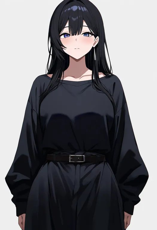 masterpiece, best quality, newest, absurdres, highres, safe, open_belt, 1girl, solo, simple_background — by k3scat, made with ComfyUI
