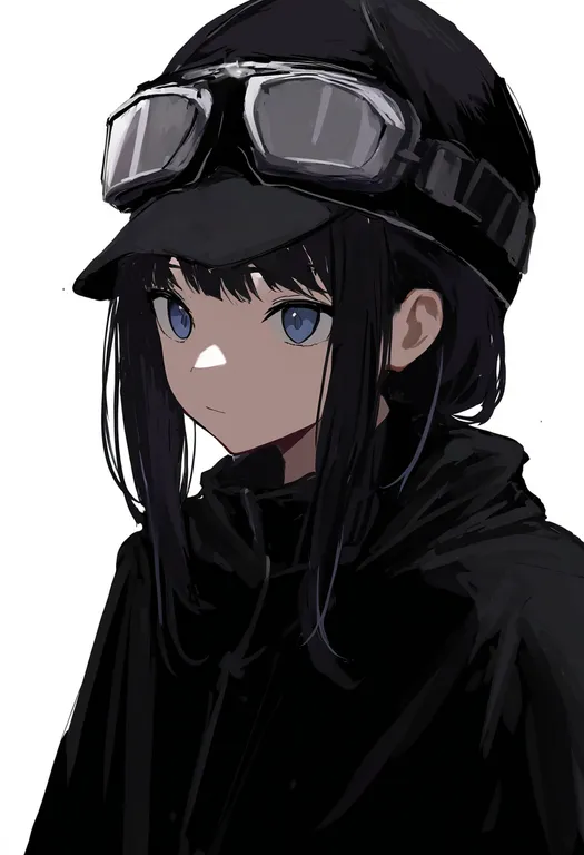 masterpiece, best quality, newest, absurdres, highres, safe, goggles_on_headwear, 1girl, solo, simple_background — by k3scat, made with ComfyUI