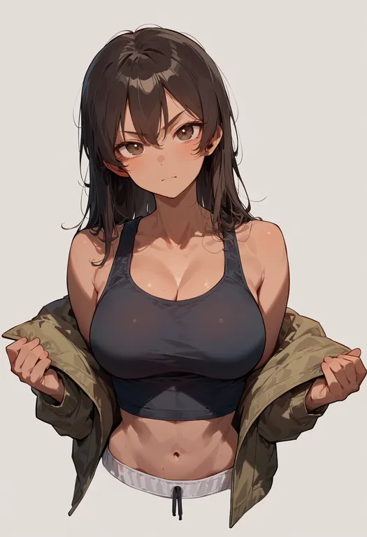 masterpiece, best quality, score_7, safe, boko (girls und panzer), girls und panzer, solo, upper body, simple background — by k3scat, made with ComfyUI