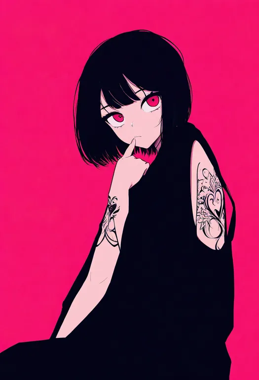 masterpiece, best quality, newest, absurdres, highres, safe, heart_tattoo, 1girl, solo, simple_background — by k3scat, made with ComfyUI