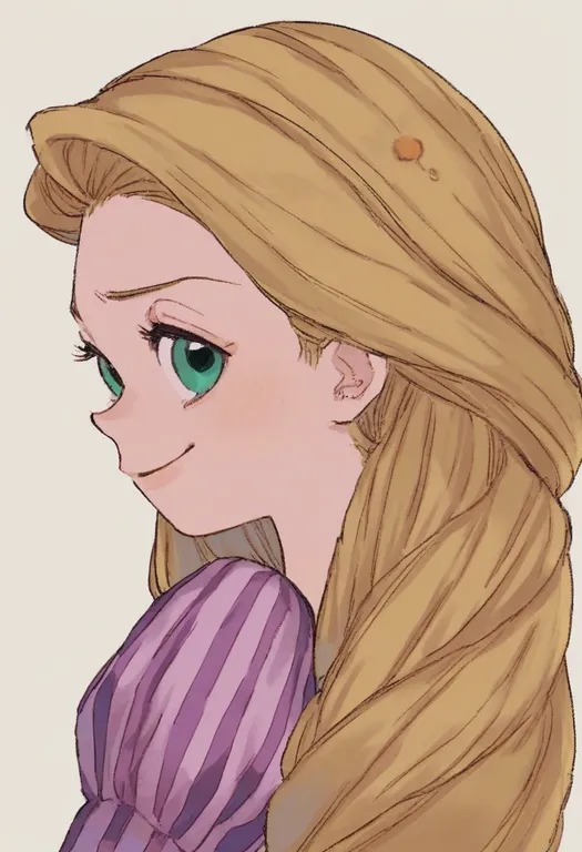 masterpiece, best quality, general, rapunzel (disney), disney, solo, upper body, simple background — by k3scat, made with ComfyUI