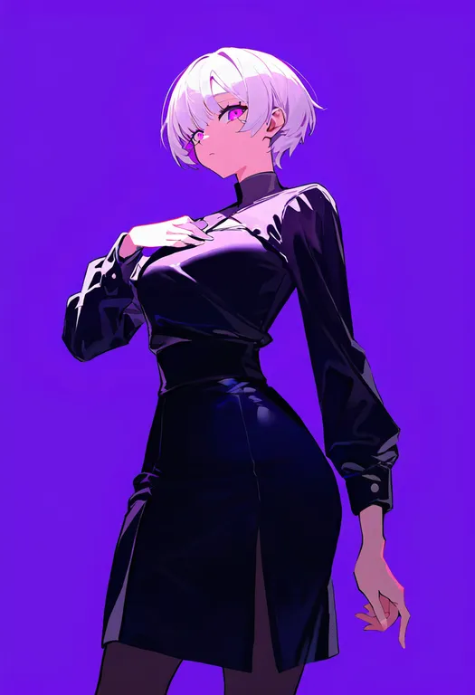 masterpiece, best quality, newest, absurdres, highres, safe, purple_outline, 1girl, solo, simple_background — by k3scat, made with ComfyUI