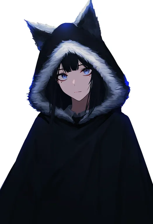 masterpiece, best quality, newest, absurdres, highres, safe, fur-trimmed_hood, 1girl, solo, simple_background — by k3scat, made with ComfyUI