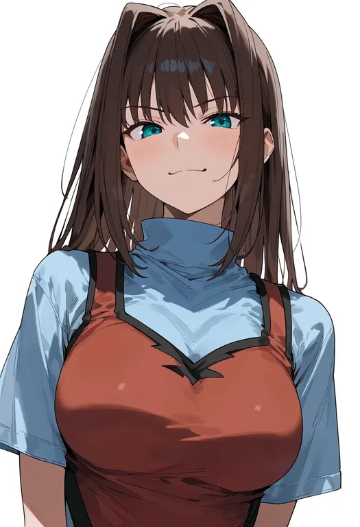 masterpiece, best quality, score_7, safe, aozaki aoko, solo, upper body, simple background — by k3scat, made with ComfyUI