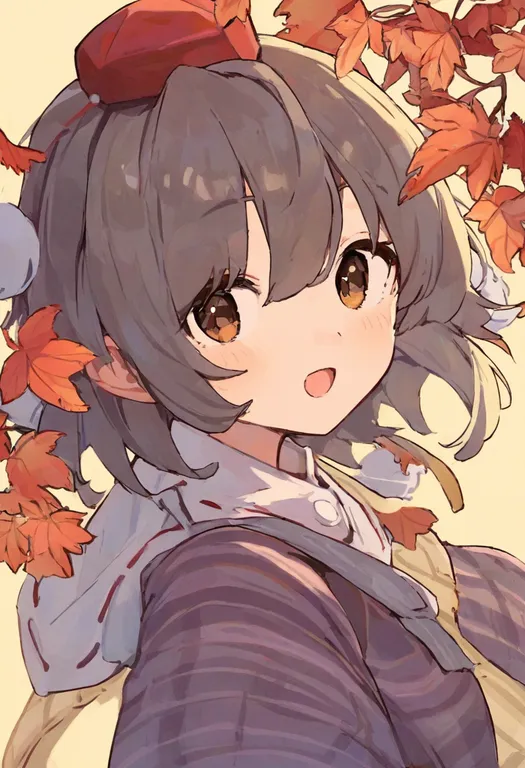 masterpiece, best quality, general, autumn leaves, 1girl, solo, simple background — by k3scat, made with ComfyUI