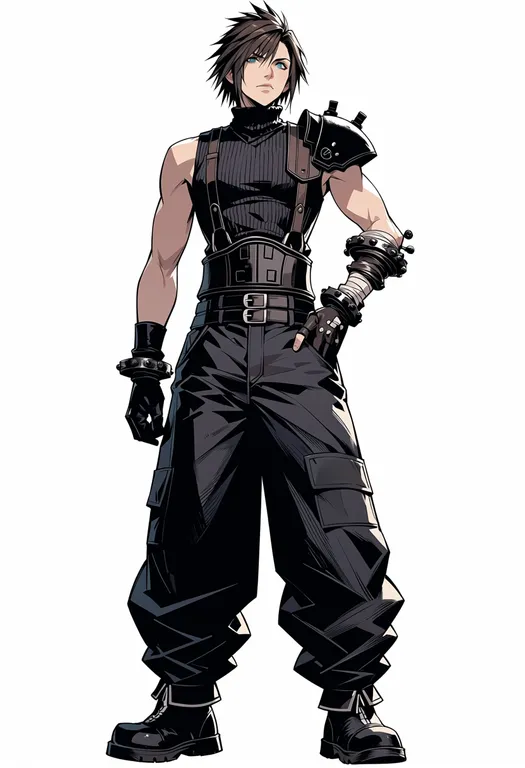 masterpiece, best quality, score_7, safe, final fantasy vii rebirth, solo, simple background — by k3scat, made with ComfyUI