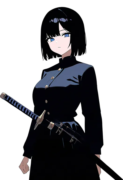 masterpiece, best quality, newest, absurdres, highres, safe, sheathed, 1girl, solo, simple_background — by k3scat, made with ComfyUI