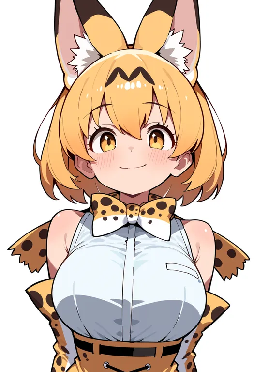 masterpiece, best quality, score_7, safe, serval (kemono friends), kemono friends, solo, upper body, simple background — by k3scat, made with ComfyUI