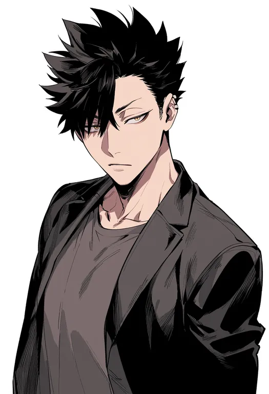 masterpiece, best quality, score_7, safe, kuroo tetsurou, solo, upper body, simple background — by k3scat, made with ComfyUI