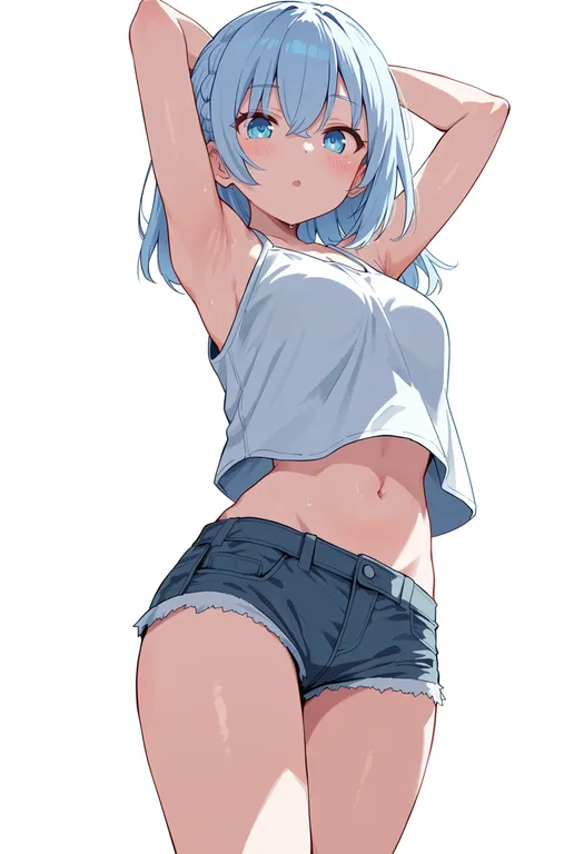 masterpiece, best quality, score_7, safe, summer pockets, solo, simple background — by k3scat, made with ComfyUI