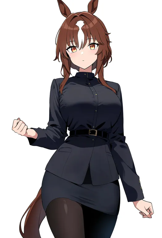 masterpiece, best quality, newest, absurdres, highres, safe, horse_tail, 1girl, solo, simple_background — by k3scat, made with ComfyUI