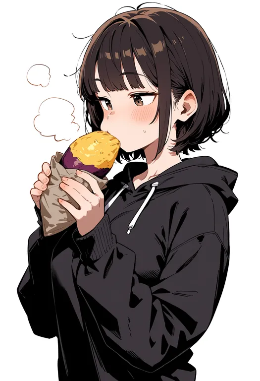 masterpiece, best quality, score_7, safe, sweet potato, 1girl, solo, upper body, simple background — by k3scat, made with ComfyUI