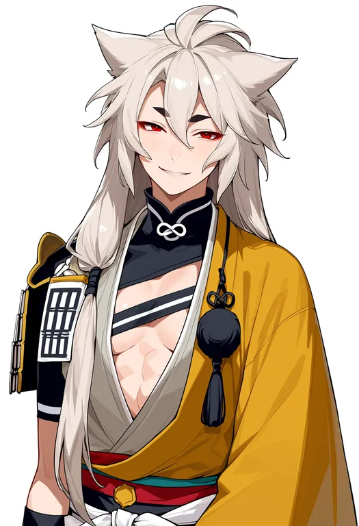 masterpiece, best quality, score_7, safe, kogitsunemaru, solo, upper body, simple background — by k3scat, made with ComfyUI