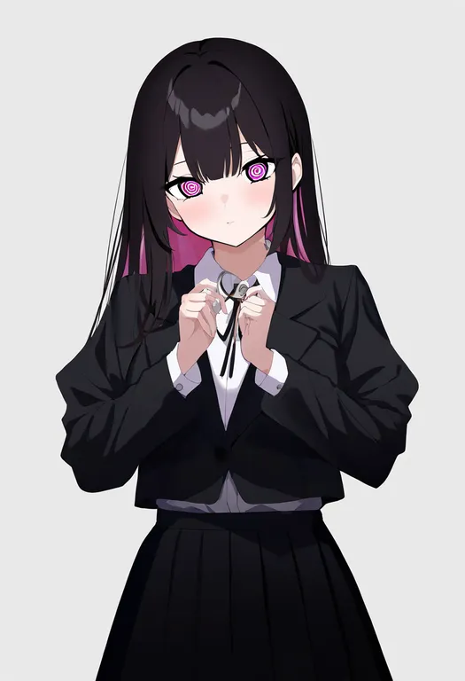 masterpiece, best quality, newest, absurdres, highres, safe, hypnosis_app, 1girl, solo, simple_background — by k3scat, made with ComfyUI