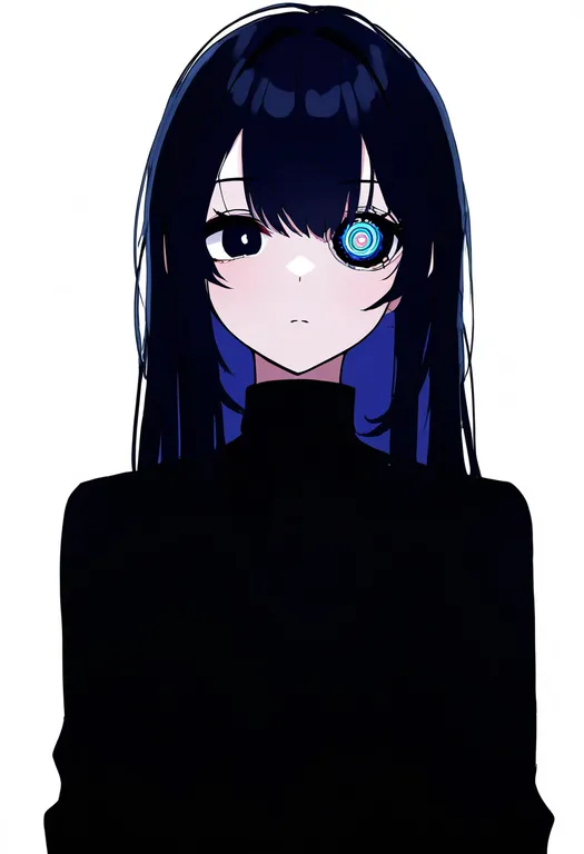 masterpiece, best quality, newest, absurdres, highres, safe, artificial_eye, 1girl, solo, simple_background — by k3scat, made with ComfyUI