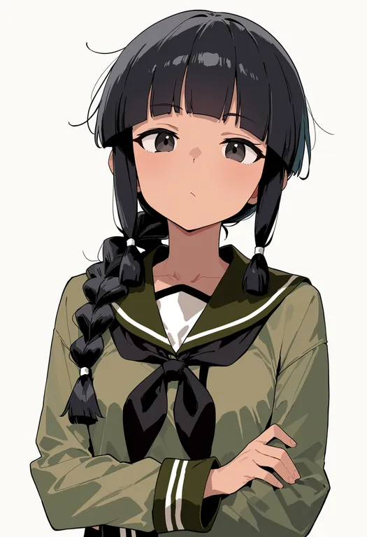 masterpiece, best quality, score_7, safe, kitakami (kancolle), kantai collection, solo, upper body, simple background — by k3scat, made with ComfyUI