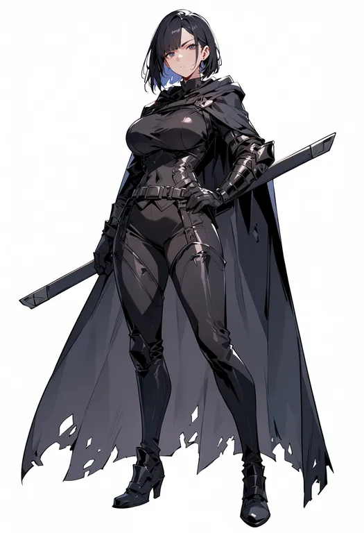 masterpiece, best quality, score_7, safe, torn cape, 1girl, solo, simple background — by k3scat, made with ComfyUI