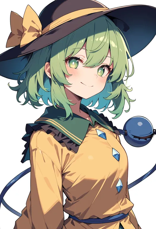 masterpiece, best quality, score_7, safe, komeiji koishi, touhou, solo, upper body, simple background — by k3scat, made with ComfyUI