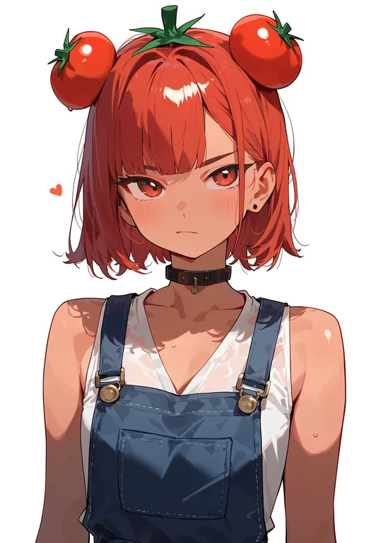 masterpiece, best quality, score_7, safe, cherry tomato, 1girl, solo, upper body, simple background — by k3scat, made with ComfyUI