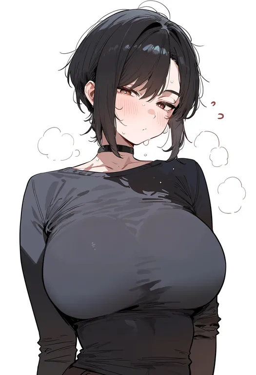 masterpiece, best quality, score_7, safe, oven, 1girl, solo, upper body, simple background — by k3scat, made with ComfyUI