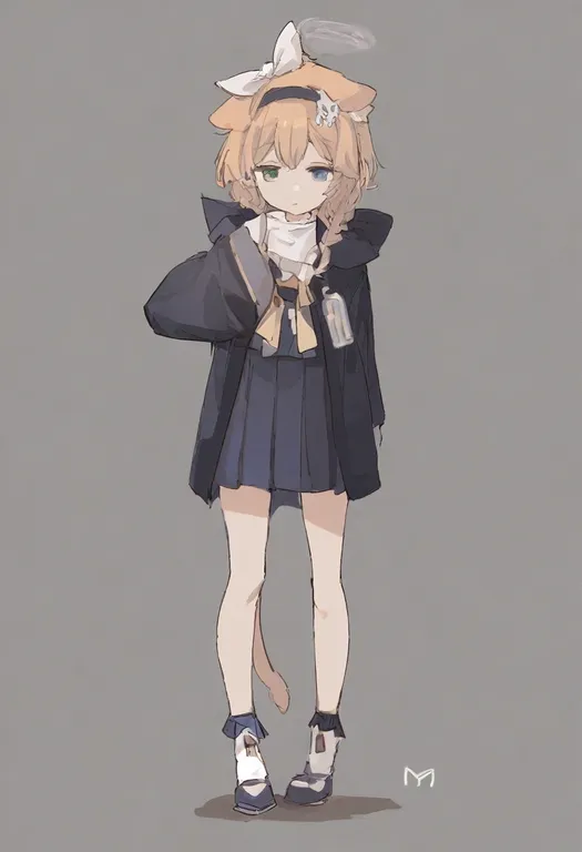 masterpiece, best quality, general, artist logo, 1girl, solo, simple background — by k3scat, made with ComfyUI