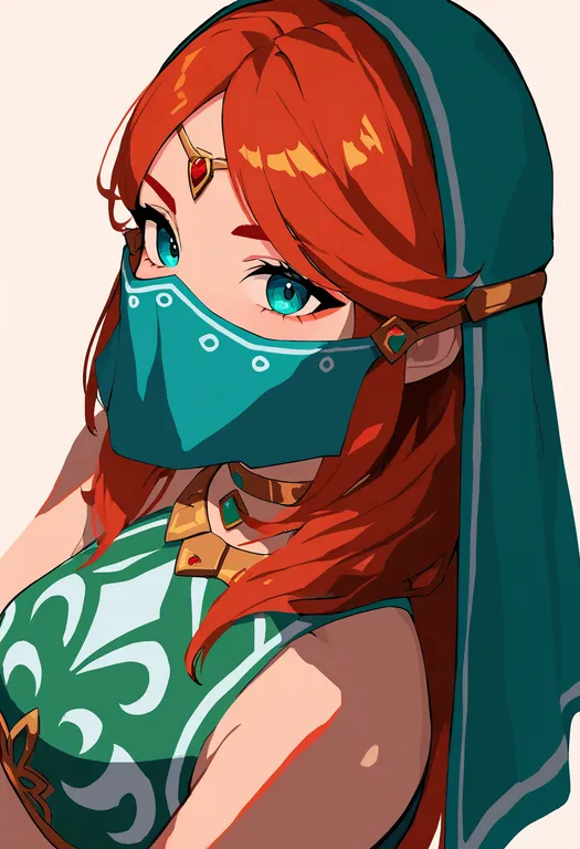masterpiece, best quality, newest, absurdres, highres, safe, gerudo, 1girl, solo, simple_background — by k3scat, made with ComfyUI
