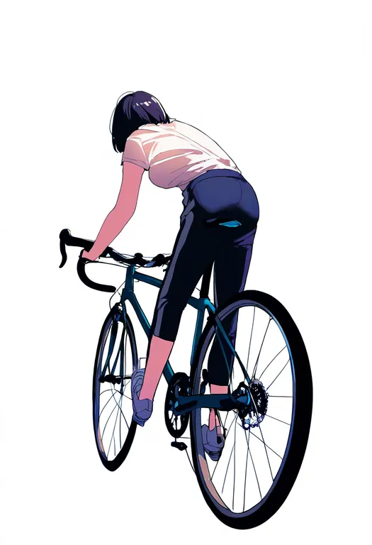 masterpiece, best quality, newest, absurdres, highres, safe, on_bicycle, 1girl, solo, simple_background — by k3scat, made with ComfyUI