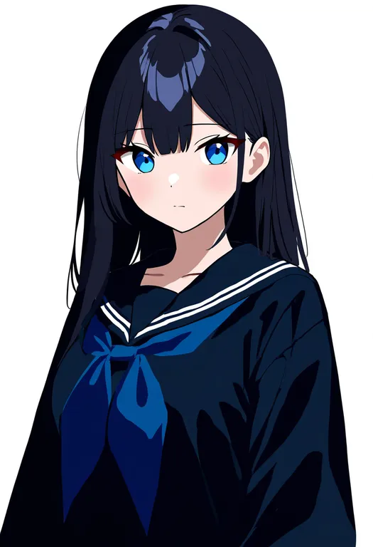 masterpiece, best quality, newest, absurdres, highres, safe, blue_serafuku, 1girl, solo, simple_background — by k3scat, made with ComfyUI