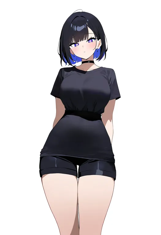 masterpiece, best quality, newest, absurdres, highres, safe, shorts_under_dress, 1girl, solo, simple_background — by k3scat, made with ComfyUI