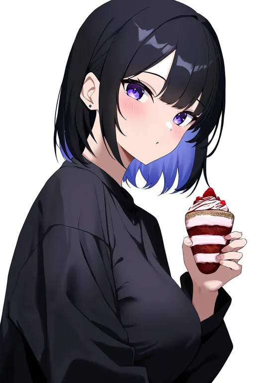 masterpiece, best quality, newest, absurdres, highres, safe, dessert, 1girl, solo, simple_background — by k3scat, made with ComfyUI