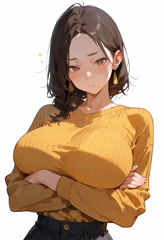 masterpiece, best quality, score_7, safe, swiss cheese, 1girl, solo, upper body, simple background — by k3scat, made with ComfyUI