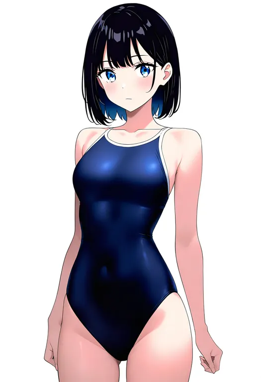masterpiece, best quality, newest, absurdres, highres, safe, competition_school_swimsuit, 1girl, solo, simple_background — by k3scat, made with ComfyUI