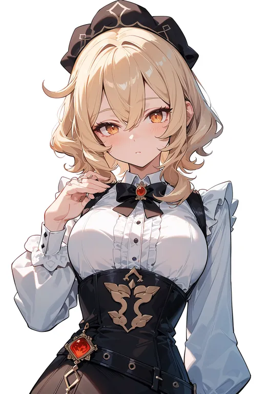 masterpiece, best quality, score_7, safe, alice (genshin impact), genshin impact, solo, upper body, simple background — by k3scat, made with ComfyUI