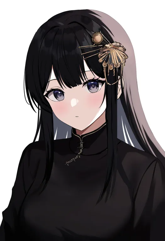 masterpiece, best quality, newest, absurdres, highres, safe, fan_hair_ornament, 1girl, solo, simple_background — by k3scat, made with ComfyUI