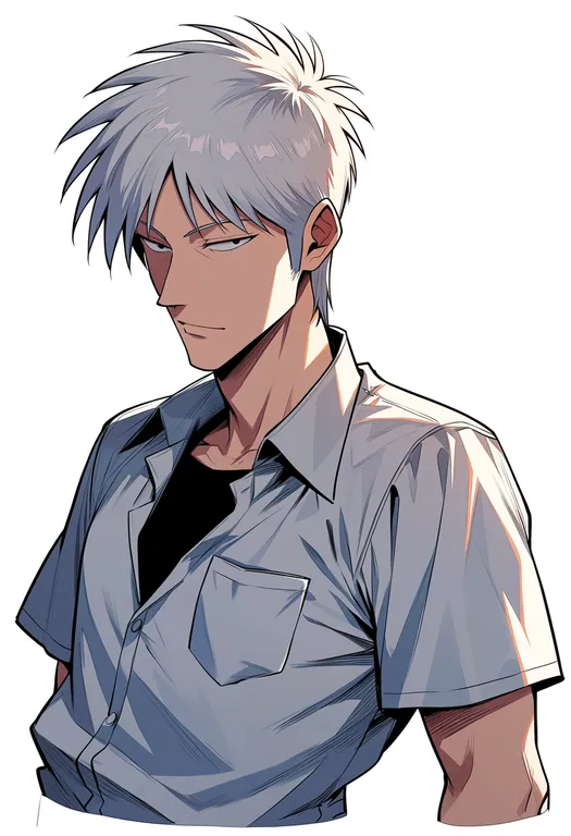 masterpiece, best quality, score_7, safe, akagi shigeru, solo, upper body, simple background — by k3scat, made with ComfyUI